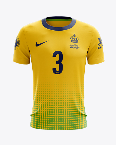 Download Crew Neck Soccer T-Shirt Mockup - Front View in Apparel Mockups on Yellow Images Object Mockups