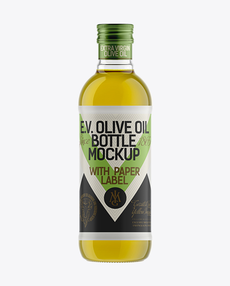 Download 500ml Flint Glass Olive Oil Bottle Mockup in Bottle ...