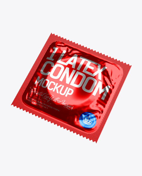 Download Square Metallic Condom Sachet - Halfside View in Sachet Mockups on Yellow Images Object Mockups