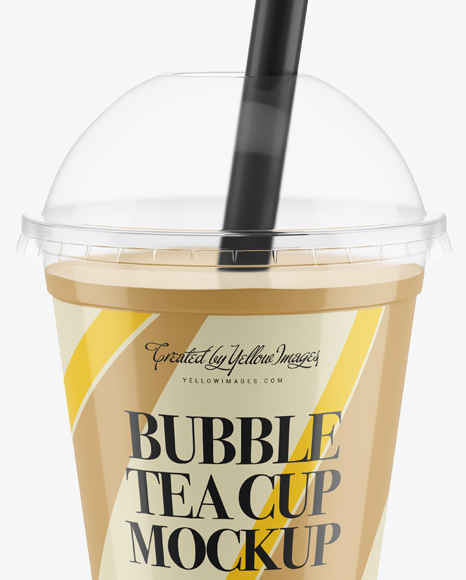 Bubble Tea Cup Mockup in Cup & Bowl Mockups on Yellow ...