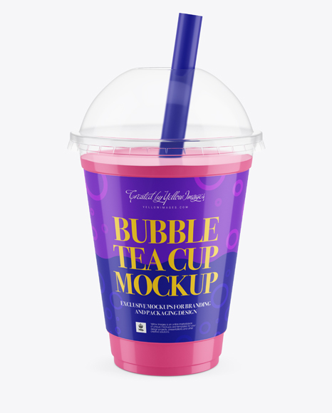 Bubble Tea Cup Mockup in Cup & Bowl Mockups on Yellow Images Object Mockups