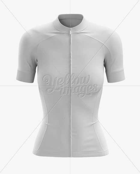 Women's Cycling Jersey Mockup - Front View in Apparel Mockups on Yellow