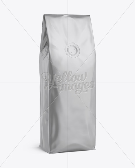 Download 250g Matte Metallic Coffee Bag With Valve Mockup - Half-Turned View in Bag & Sack Mockups on ...