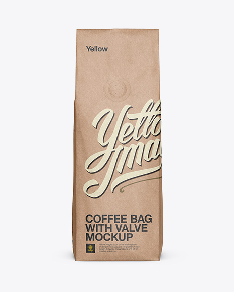 Download 250g Kraft Coffee Bag With Valve Mockup - Front View in ...