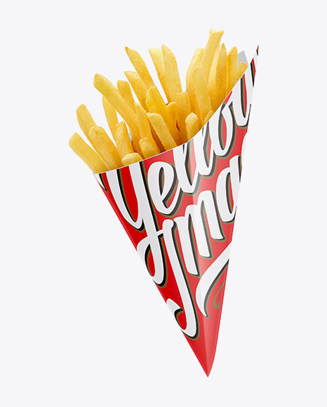 Download French Fries Carton Cone Mockup in Packaging Mockups on Yellow Images Object Mockups