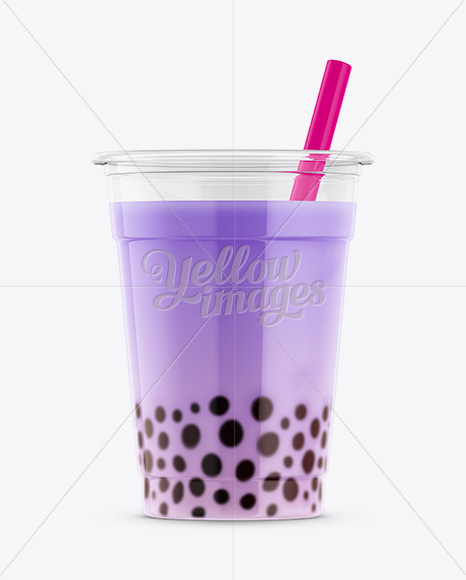 Taro Bubble Tea Cup Mockup in Cup & Bowl Mockups on Yellow Images