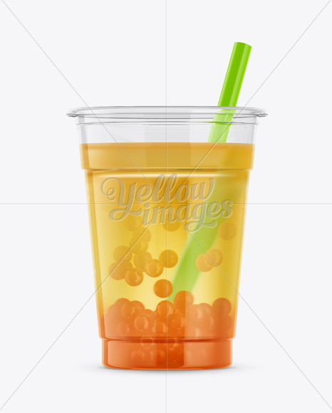 Download Cup w/ Mango Bubble Tea Mockup in Cup & Bowl Mockups on ...