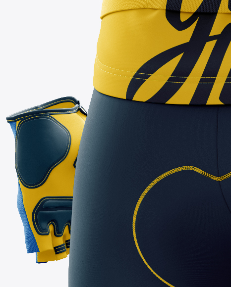Download Men's Full Cycling Kit Mockup (Back Half Side View) in Apparel Mockups on Yellow Images Object ...