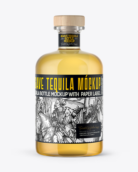 Download Clear Glass Tequila Gold Bottle Mockup in Bottle Mockups ...