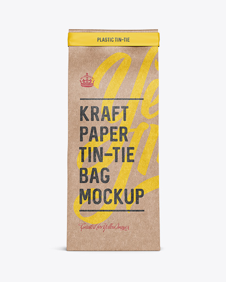 Download Kraft Paper Bag w/ a Plastic Tin-Tie Mockup - Front View ...