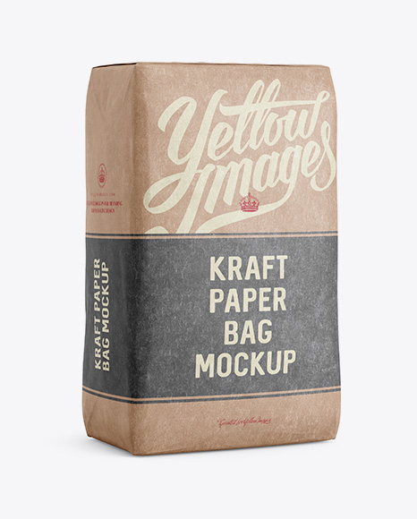 Download Kraft Paper Bag Mockup - Halfside View in Bag & Sack Mockups on Yellow Images Object Mockups