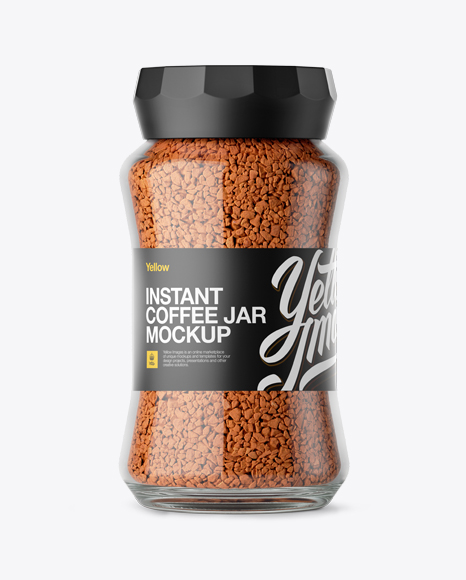 Clear Glass Jar With Instant Coffee Mockup in Jar Mockups on Yellow