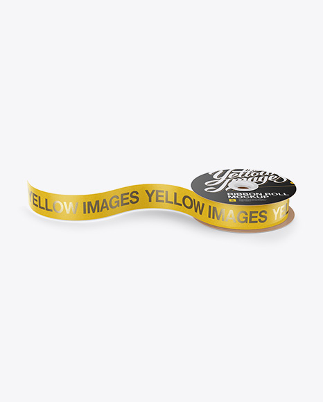 Download Printed Ribbon Roll Mockup - High-Angle Shot in Object Mockups on Yellow Images Object Mockups