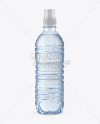 500ml Blue PET Water Bottle Mockup - Front View in Bottle Mockups on