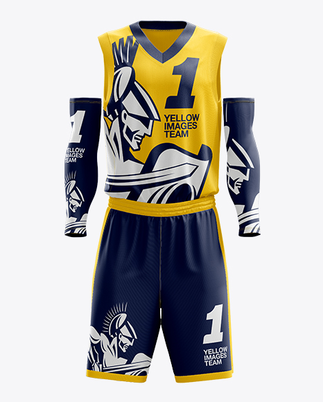 Men’s Full Basketball Kit with V-Neck Jersey Mockup (Front View) in