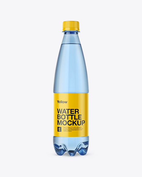 Download 500ml Blue PET Water Bottle Mockup - Front View in Bottle Mockups on Yellow Images Object Mockups