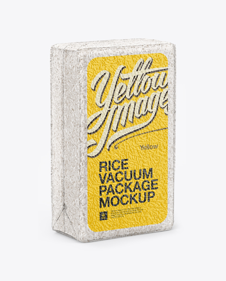 Rice Vacuum Package Mockup - Halfside View in Flow-Pack Mockups on