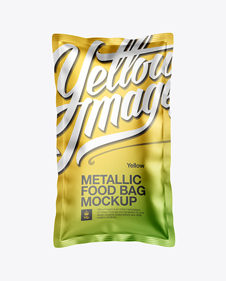 Download Matte Metallic Food Bag Mockup - Front View in Flow-Pack ...