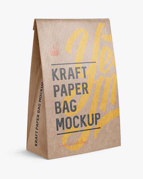 Download Kraft Paper Bag Mockup - Halfside View in Bag & Sack ...