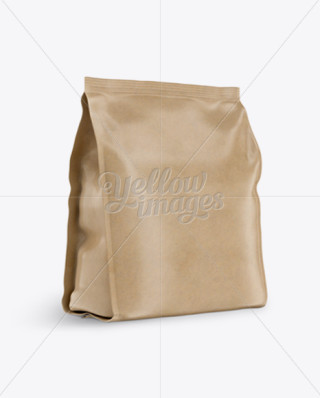 Large Kraft Bread Bag W/ Clip Mockup in Bag & Sack Mockups on Yellow