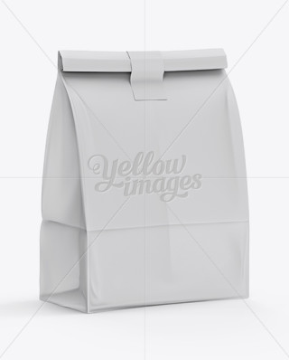 Download Kraft Paper Bread Bag w/ Window Mock-Up in Bag & Sack Mockups on Yellow Images Object Mockups