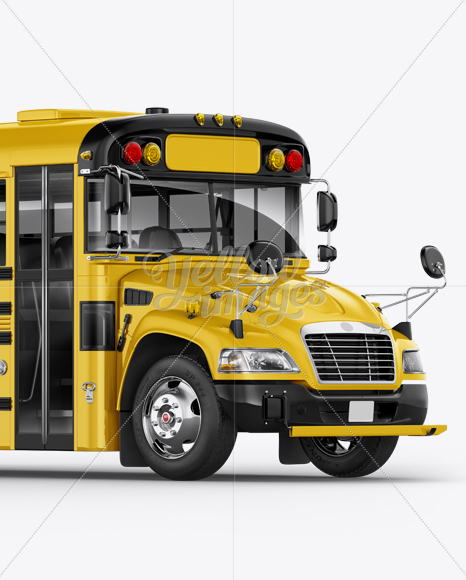 School Bus Mockup - Halfside view in Vehicle Mockups on Yellow Images