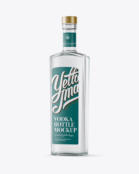 Download 500ml Square Clear Glass Vodka Bottle Mockup - Half Side View in Bottle Mockups on Yellow Images ...