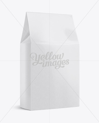 Kraft Paper Bread Bag w/ Window Mock-Up in Bag & Sack Mockups on Yellow