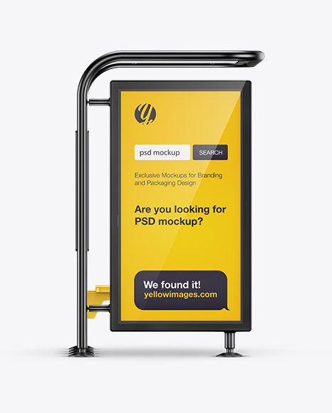 Bus Stop Mockup - Side View in Outdoor Advertising Mockups on Yellow