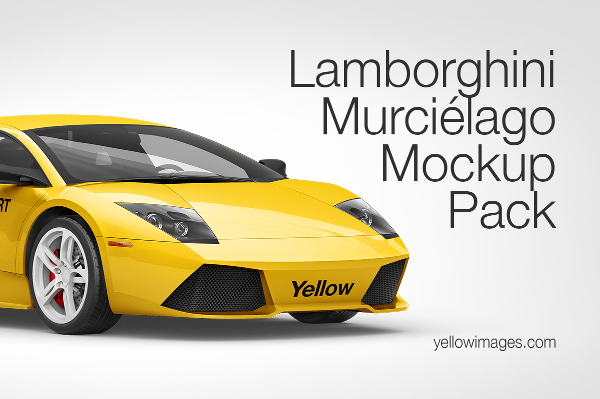 Download Lamborghini Murciélago Mockup Pack in Vehicle Mockups on Yellow Images Creative Store