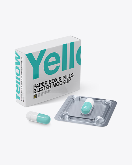 Download Pills Box With Transparent Blister Mockup - Half Side View ...