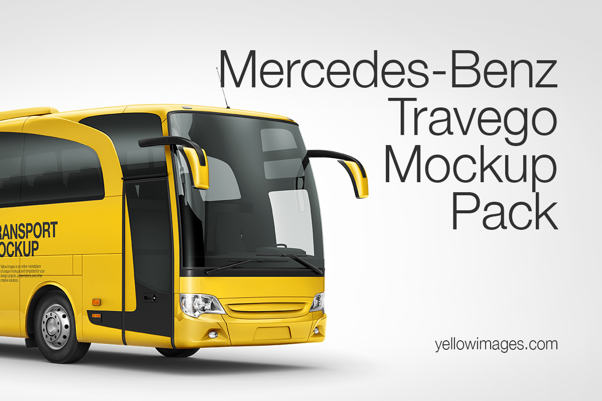 Mercedes-Benz Travego Mockup Pack in Vehicle Mockups on Yellow Images