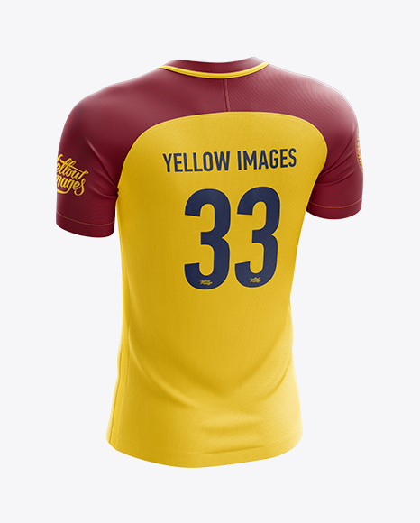 Download Men's Soccer Jersey mockup (Back Half Side View) in Apparel Mockups on Yellow Images Object Mockups