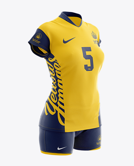 Download Women's Volleyball Kit with V-Neck Jersey Mockup - Half ...