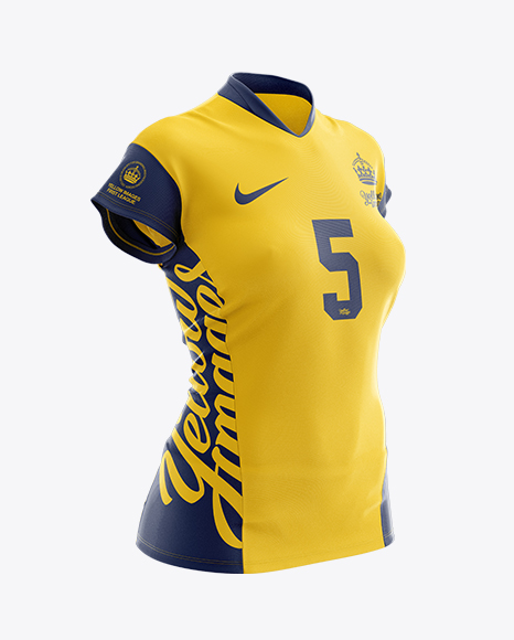 Women’s Volleyball Jersey Mockup - Half Side View in Apparel Mockups on