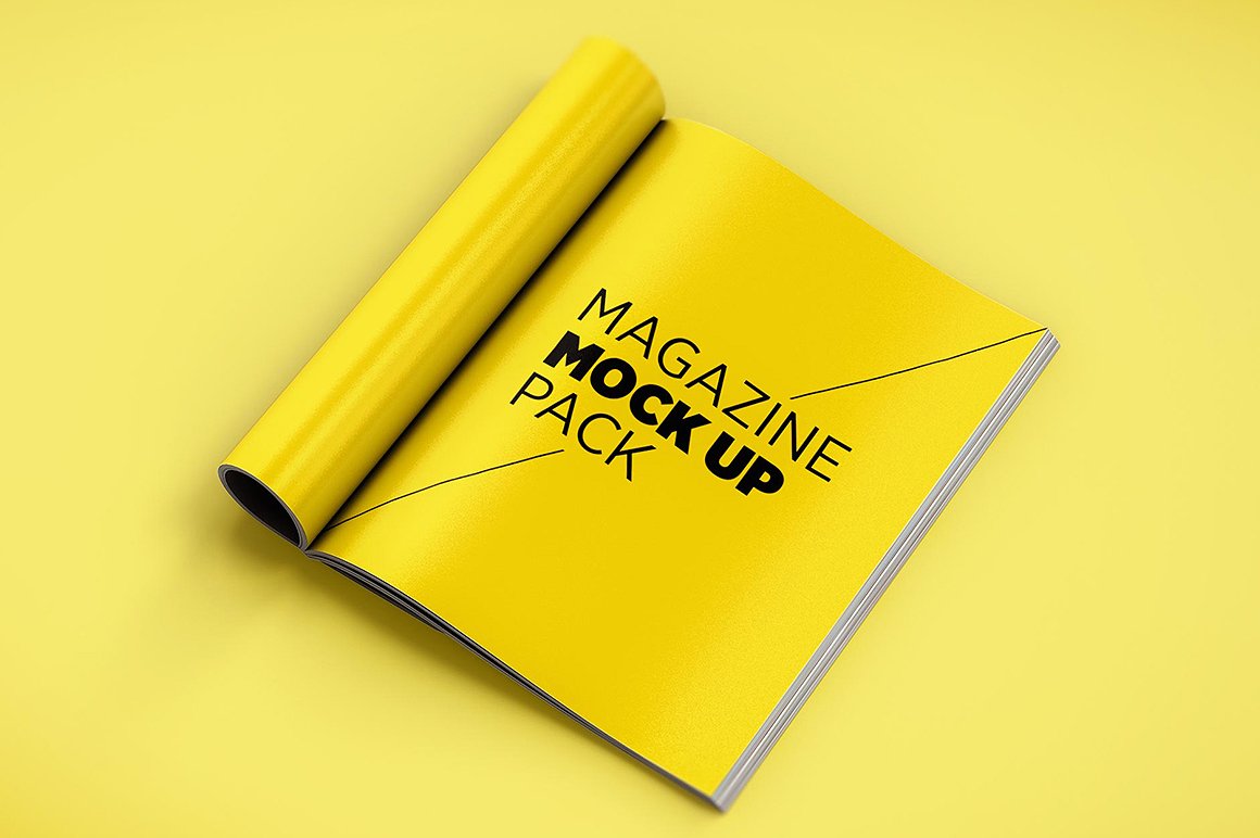 Download Magazine Mock Up Pack in Stationery Mockups on Yellow ...