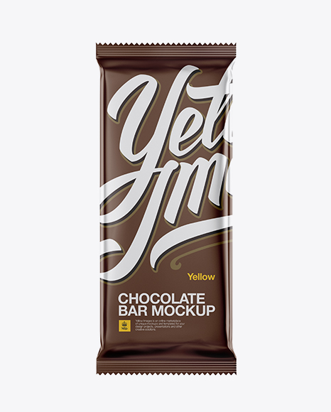 Download Matte Chocolate Bar Mockup in Flow-Pack Mockups on Yellow Images Object Mockups