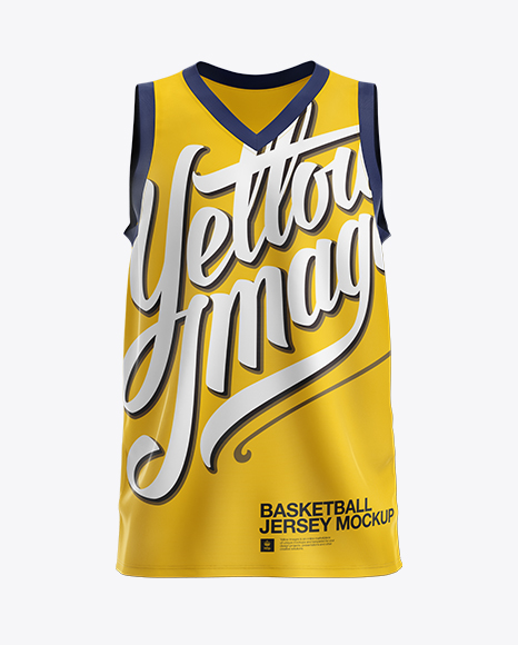 Basketball Jersey with V-Neck Mockup - Front View in Apparel Mockups on