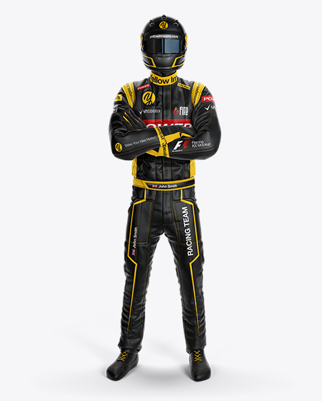 F1 Racing Kit Mockup - Front View in Apparel Mockups on Yellow Images Object Mockups