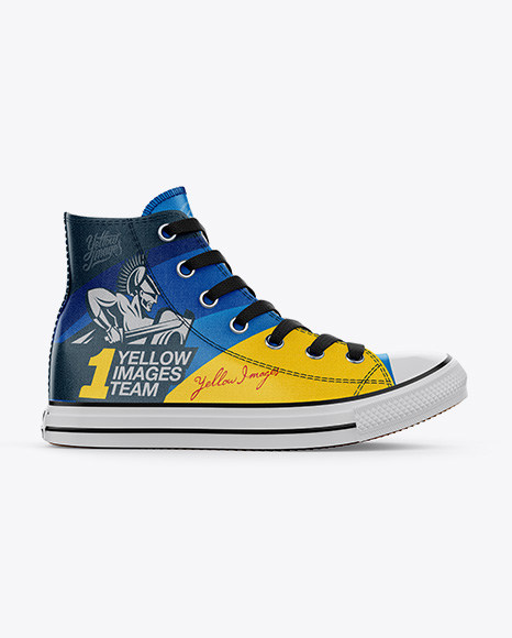 High-Top Canvas Sneaker Mockup – Side View