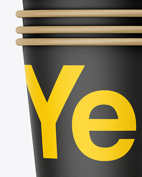 Ten Paper Cups Mockup - Front View in Cup & Bowl Mockups on Yellow