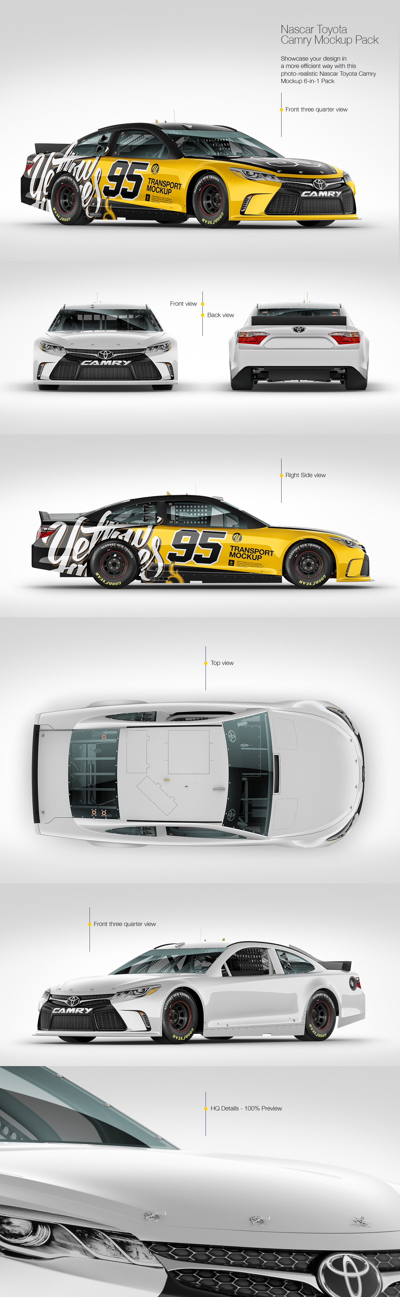 Download Nascar Camry Mockup Pack in Vehicle Mockups on Yellow Images Creative Store