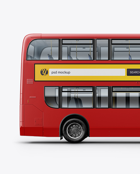 London Bus Enviro 400 Mockup - Side View in Vehicle Mockups on Yellow