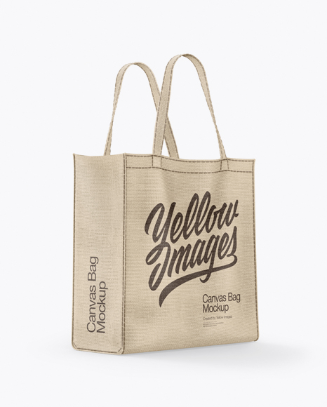 Canvas Bag Mockup - Half Side View in Apparel Mockups on Yellow Images