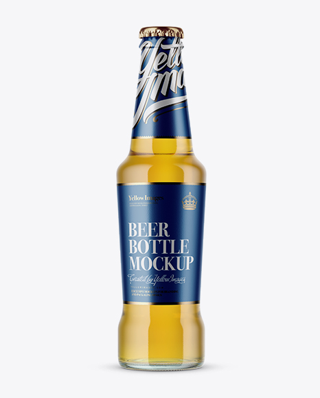 Download Clear Glass Lager Beer Bottle Mockup in Bottle Mockups on Yellow Images Object Mockups