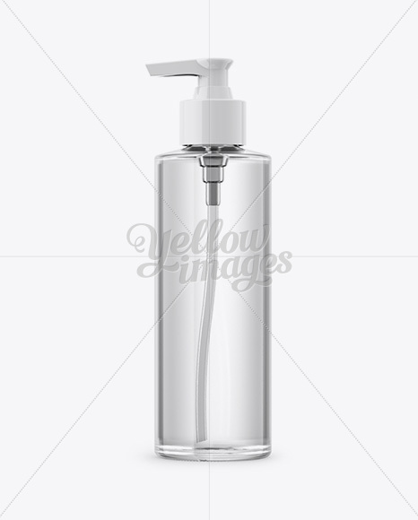 Download Clear Glass Cosmetic Bottle With Pump Mockup In Bottle Mockups On Yellow Images Object Mockups PSD Mockup Templates