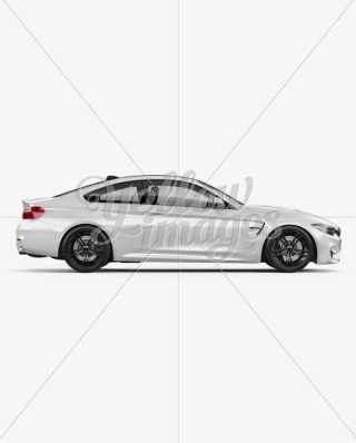 BMW M4 Mockup - Front View in Vehicle Mockups on Yellow Images Object