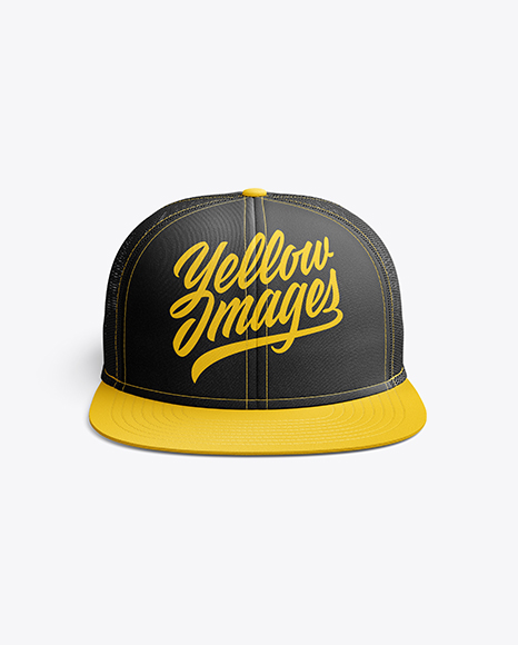 Download Snapback Trucker Cap mockup (Front View) in Apparel ...