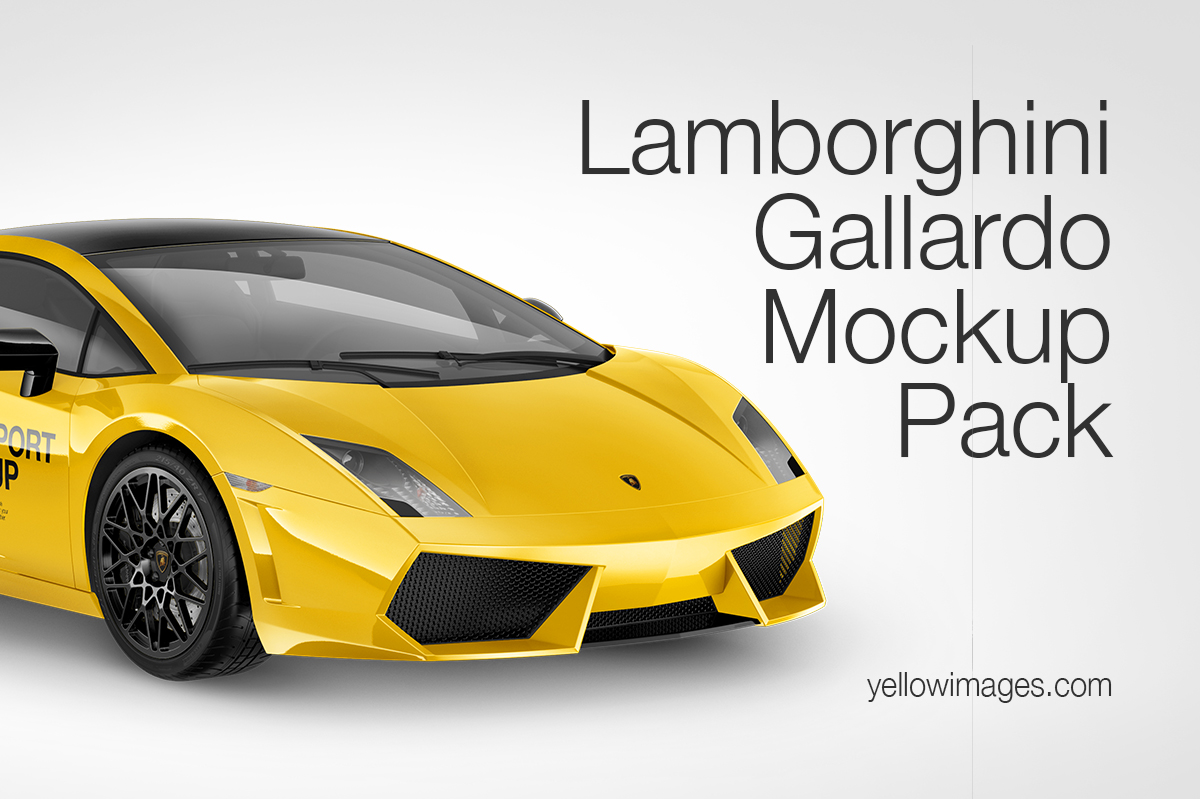 Lamborghini Gallardo Mockup Pack in Vehicle Mockups on Yellow Images