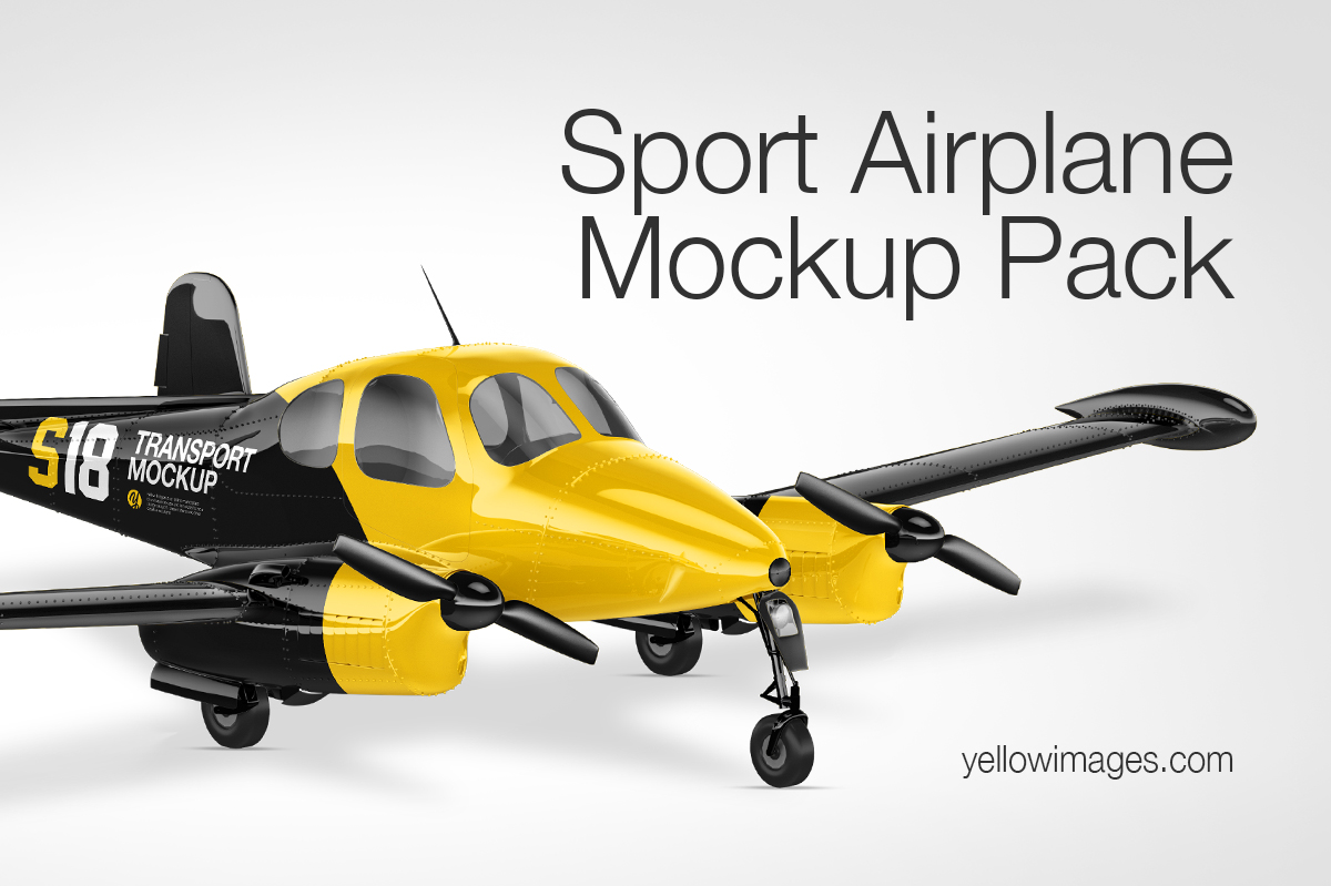 Download Sport Airplane Mockup Pack in Vehicle Mockups on Yellow ...